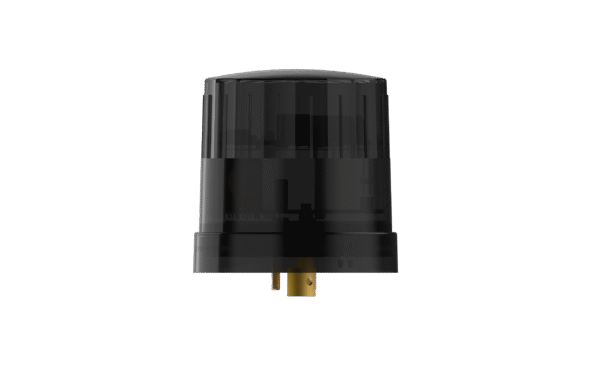 Side view of a black cylindrical NB01+ device.