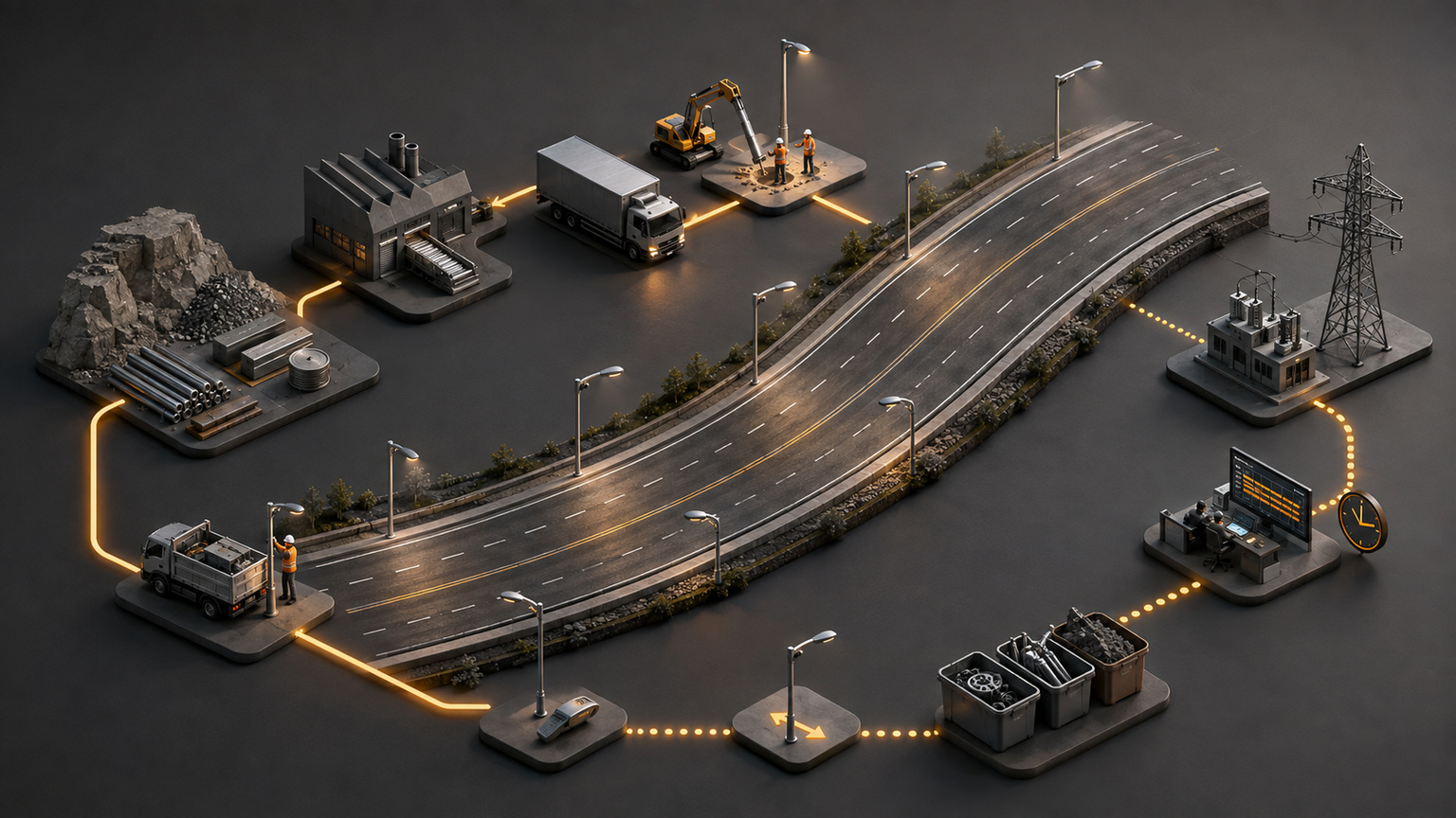 Embodied Carbon vs. Operational Carbon in Roadway Lighting