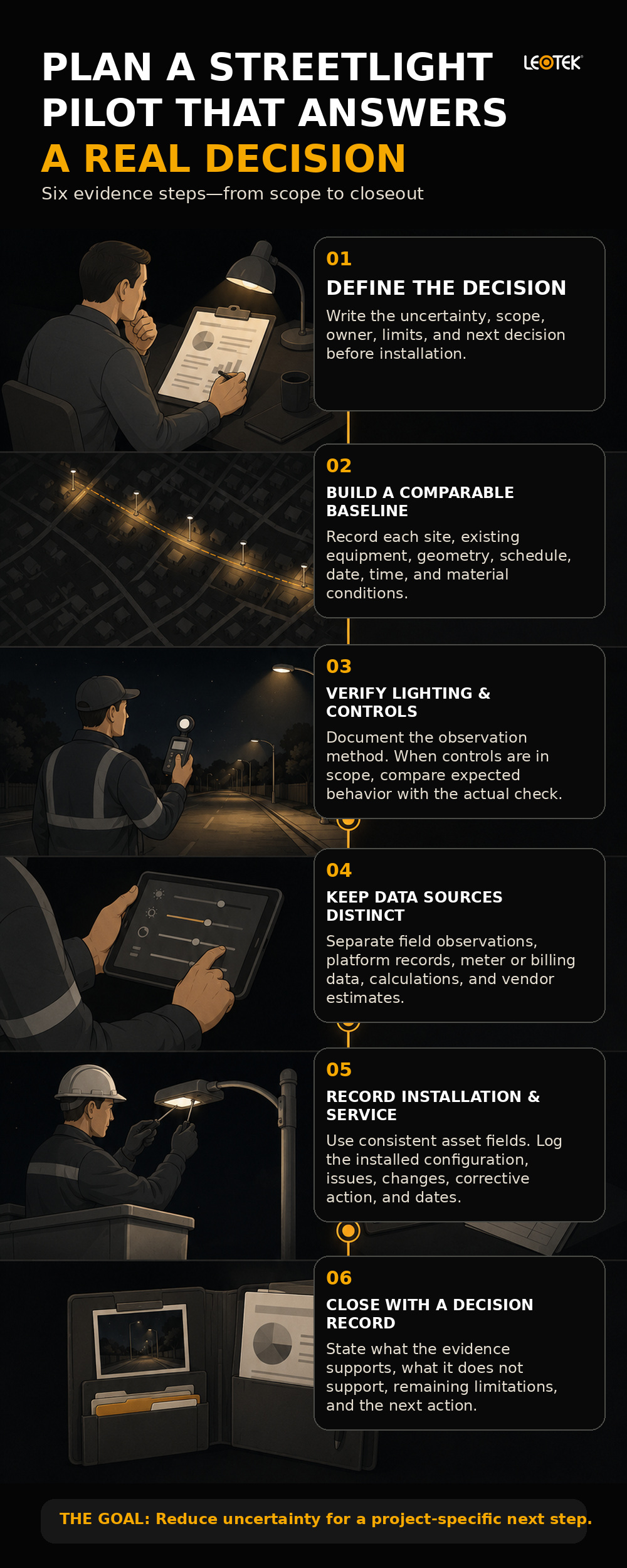 municipal-streetlight-pilot-evidence-workflow-infographic