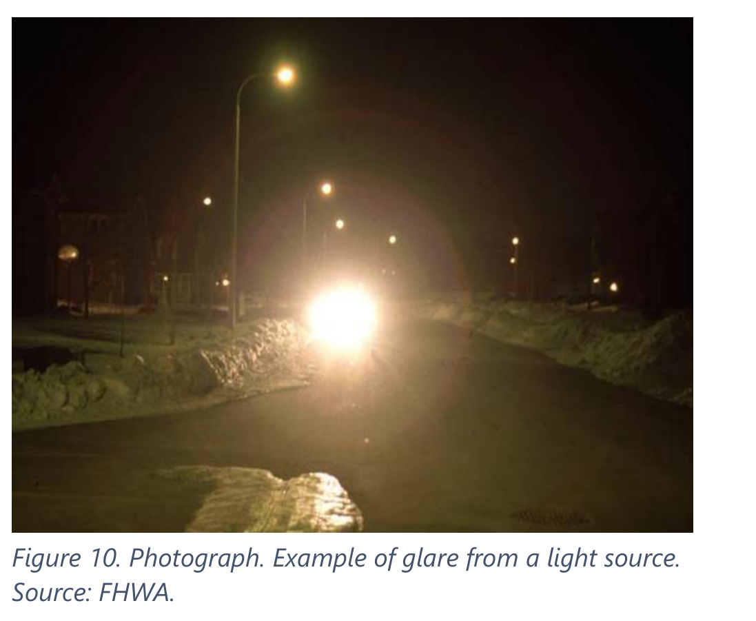 FHWA Figure 10: Example of glare from a light source.